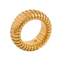 Edelstahl Ringe, 304 Edelstahl, plattiert, Modeschmuck & verschiedene Größen vorhanden & für den Menschen, goldfarben, 12mm, Größe:8-10, verkauft von PC