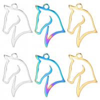Stainless Steel Animal Pendants, 304 Stainless Steel, Horse, Vacuum Ion Plating, oval chain & different styles for choice, more colors for choice, 15x23mm, Hole:Approx 2mm, Length 50 cm, Sold By PC