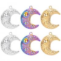 Stainless Steel Pendants, 304 Stainless Steel, Moon, Vacuum Ion Plating, oval chain & different styles for choice, more colors for choice, 25x30mm, Hole:Approx 2mm, Length:50 cm, Sold By PC