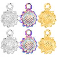 Stainless Steel Flower Pendant, 304 Stainless Steel, Sunflower, Vacuum Ion Plating, oval chain & different styles for choice, more colors for choice, 13x18x3mm, Hole:Approx 2.5mm, Length:50 cm, Sold By PC