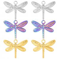 304 Stainless Steel Pendant, Dragonfly, Vacuum Ion Plating, oval chain & different styles for choice, more colors for choice, 25x20x2mm, Hole:Approx 2mm, Length 50 cm, Sold By PC