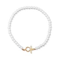 Plastik perle halskæde, Zinc Alloy, med Plastic Pearl, forgyldt, mode smykker & forskellige stilarter for valg & for kvinde, flere farver til valg, nikkel, bly & cadmium fri, Længde Ca. 35 cm, Solgt af PC