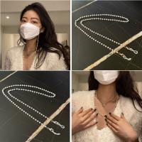 Zinc Alloy Mask Chain Holder with aluminum chain & iron chain & Plastic Pearl multifunctional & for woman nickel lead & cadmium free Length Approx 70 cm Sold By PC