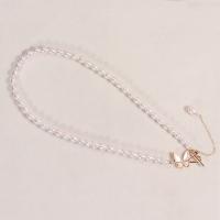 Freshwater Pearl Brass Chain Necklace, Pérolas de água doce, with cobre, with 6cm extender chain, joias de moda & para mulher, branco, 6-7mm, comprimento Aprox 40 cm, vendido por PC