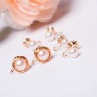 Freshwater Pearl Earrings with Brass fashion jewelry & for woman golden Sold By Pair
