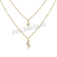 Multi Layer Necklace Zinc Alloy with 5cm extender chain Double Layer & fashion jewelry & for woman & with rhinestone golden nickel lead & cadmium free Length Approx 38 cm Approx 43 cm Sold By PC