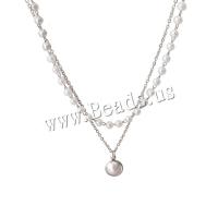 Mode-Multi-Layer-Halskette, Zinklegierung, mit Kunststoff Perlen, mit Verlängerungskettchen von 5cm, plattiert, Doppelschicht & Modeschmuck & für Frau, keine, frei von Nickel, Blei & Kadmium, Länge:ca. 30 cm, ca. 40 cm, verkauft von PC