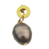 Boucles d'oreilles pendantes en laiton, avec perle de plastique, Placage de couleur d'or, bijoux de mode & pour femme, doré, 21x13mm, Vendu par lot