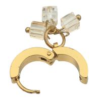Laiton Anneau d'oreille, avec cristal, Placage de couleur d'or, bijoux de mode & pour femme, deux couleurs différentes, 36x34x2mm, 6pairescouple/lot, Vendu par lot