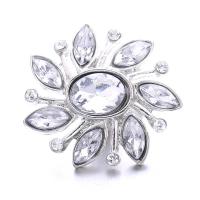 Tibetan Style Snap Button Bracelet Clasp, Flower, platinum color plated, fashion jewelry & DIY & with rhinestone, more colors for choice, nickel, lead & cadmium free, 18mm, Sold By PC
