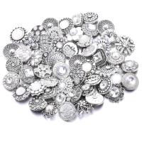 Zinc Alloy Snap Button Bracelet Clasp platinum color plated random style & fashion jewelry & DIY & with rhinestone & mixed nickel lead & cadmium free 18mm Sold By PC