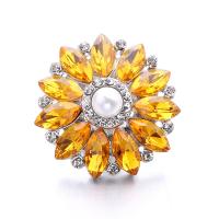 Zinc Alloy Snap Button Bracelet Clasp Flower platinum color plated fashion jewelry & DIY & with rhinestone nickel lead & cadmium free 18mm Sold By PC