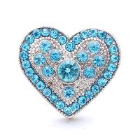 Zinc Alloy Snap Button Bracelet Clasp Heart platinum color plated fashion jewelry & DIY & with rhinestone nickel lead & cadmium free Sold By PC