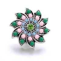 Tibetan Style Snap Button Bracelet Clasp, Flower, platinum color plated, fashion jewelry & DIY & with rhinestone, more colors for choice, nickel, lead & cadmium free, 21x21mm, Sold By PC