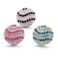 Tibetan Style Snap Button Bracelet Clasp, Round, platinum color plated, fashion jewelry & DIY & with rhinestone, more colors for choice, nickel, lead & cadmium free, 19x19mm, Sold By PC