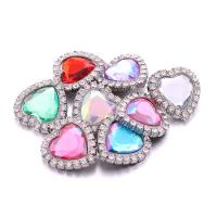 Tibetan Style Snap Button Bracelet Clasp, Heart, platinum color plated, fashion jewelry & DIY & with rhinestone, more colors for choice, nickel, lead & cadmium free, 23x24mm, Sold By PC