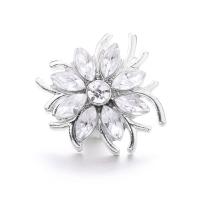Zinc Alloy Snap Button Bracelet Clasp Flower platinum color plated fashion jewelry & DIY & with rhinestone nickel lead & cadmium free Sold By PC