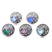 Zinc Alloy Snap Button Bracelet Clasp Round antique silver color plated fashion jewelry & DIY & with rhinestone nickel lead & cadmium free Sold By PC
