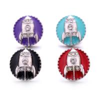 Tibetan Style Snap Button Bracelet Clasp, Round, platinum color plated, fashion jewelry & DIY & enamel & with rhinestone, more colors for choice, nickel, lead & cadmium free, 19x19mm, Sold By PC