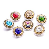 Zinc Alloy Snap Button Bracelet Clasp Round plated fashion jewelry & DIY & with rhinestone nickel lead & cadmium free Sold By PC