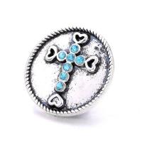 Tibetan Style Snap Button Bracelet Clasp, Round, platinum color plated, fashion jewelry & DIY & with rhinestone, more colors for choice, nickel, lead & cadmium free, 19x19mm, Sold By PC