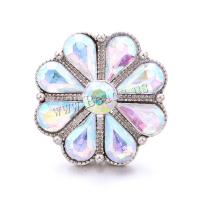 Tibetan Style Snap Button Bracelet Clasp, Flower, platinum color plated, fashion jewelry & DIY & with rhinestone, more colors for choice, nickel, lead & cadmium free, 19x19mm, Sold By PC