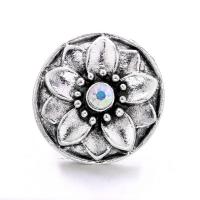 Tibetan Style Snap Button Bracelet Clasp, Flower, platinum color plated, fashion jewelry & DIY & with rhinestone, more colors for choice, nickel, lead & cadmium free, 19x19mm, Sold By PC