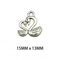 Tibetan Style Animal Pendants, Swan, silver color plated, DIY, nickel, lead & cadmium free, 15x13x0.3mm, Hole:Approx 0.2mm, Sold By PC