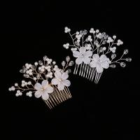 Decorative Hair Combs, Tibetan Style, with Crystal & Plastic Pearl, handmade, fashion jewelry & for woman, more colors for choice, nickel, lead & cadmium free, 110x80mm, Sold By PC