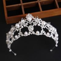 Bridal Tiaras, Tibetan Style, with Plastic Pearl, silver color plated, fashion jewelry & for woman & with rhinestone, silver color, nickel, lead & cadmium free, 350x140x60mm, Sold By PC
