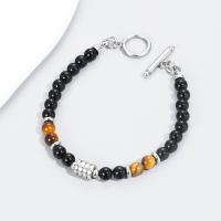 Stainless Steel Jewelry Bracelet 304 Stainless Steel with Gemstone fashion jewelry & Unisex Length Approx 7.87 Inch Sold By PC