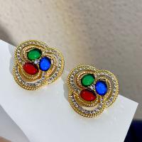 Zinc Alloy Stud Earring with Lampwork fashion jewelry & for woman & with rhinestone nickel lead & cadmium free 33mm Sold By Pair