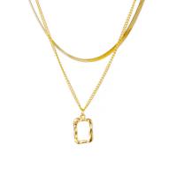 Multi Layer Necklace 304 Stainless Steel with 1.97inch extender chain 18K gold plated Double Layer & fashion jewelry & for woman golden Length Approx 16.54 Inch Approx 17.72 Inch Sold By PC