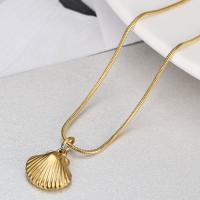 Titanium Steel Necklace, with 1.97inch extender chain, Shell, plated, fashion jewelry & for woman, golden, Length:Approx 17.72 Inch, Sold By PC