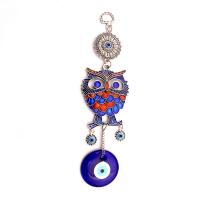Hanging Ornaments, Tibetan Style, with Lampwork, Owl, antique silver color plated, enamel, nickel, lead & cadmium free, 50x235mm, Sold By PC