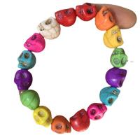 Modne turkusowe bransoletki, Turkus syntetyczny, Czaszka, dla obu płci, dostępnych więcej kolorów, długość około 19 cm, sprzedane przez PC
