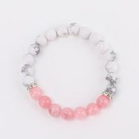 Gemstone Bracelets, Howlite, with Rose Quartz, Round, handmade, different size for choice, Sold By PC