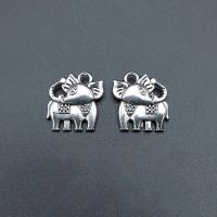 Tibetan Style Animal Pendants, Elephant, antique silver color plated, durable & Corrosion-Resistant & DIY, nickel, lead & cadmium free, 15x14mm, Approx 100PCs/Bag, Sold By Bag
