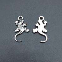 Tibetan Style Animal Pendants, Gecko, antique silver color plated, durable & Corrosion-Resistant & DIY, nickel, lead & cadmium free, 22x13mm, Approx 100PCs/Bag, Sold By Bag