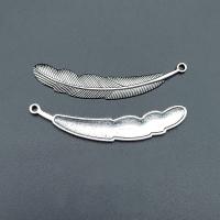 Tibetan Style Feather Pendants, antique silver color plated, durable & Corrosion-Resistant & DIY, nickel, lead & cadmium free, 55x13mm, Approx 100PCs/Bag, Sold By Bag