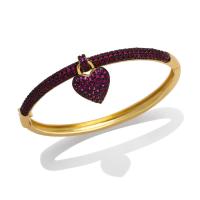 Brass Bracelet & Bangle Heart plated fashion jewelry & micro pave cubic zirconia nickel lead & cadmium free 5mm Length 6.6 cm Sold By PC