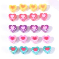 Akril nakit Beads, Srce, možete DIY, Slučajna boja, 17x15mm, Rupa:Približno 2mm, 10računala/Torba, Prodano By Torba