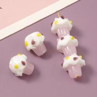 Fashion Glass Beads, Cake, DIY, white, 14x15mm, Hole:Approx 2mm, 5PCs/Bag, Sold By Bag