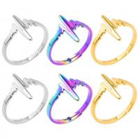 304 Stainless Steel Open Finger Ring Electrocardiographic Vacuum Ion Plating fashion jewelry & Unisex & adjustable US Ring Sold By PC