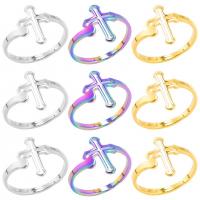 304 Stainless Steel Open Finger Ring, Cross, Vacuum Ion Plating, fashion jewelry & Unisex & adjustable, more colors for choice, US Ring Size:8, Sold By PC