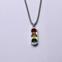 Titanium Steel Necklace with zinc alloy pendant Traffic Light plated fashion jewelry & Unisex & box chain Length Approx 27.5 Inch Sold By PC