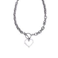Titanium Steel Necklace, Heart, polished, fashion jewelry & for woman & hollow, original color, Length:Approx 17.7 Inch, Sold By PC
