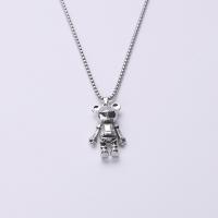 Titanium Steel Necklace with zinc alloy pendant Bear plated fashion jewelry & Unisex & box chain Length Approx 27.5 Inch Sold By PC