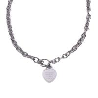 Titanium Steel Necklace, Heart, polished, fashion jewelry & with letter pattern & for woman, original color, Length:Approx 17.7 Inch, Sold By PC