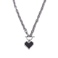 Titanium Steel Necklace Heart polished fashion jewelry & Unisex original color Length Approx 17.7 Inch Sold By PC